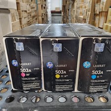 Genuine HP 503A Color Toner Set- Q7581A Cyan, Q782A Yellow, Q7583A Magenta - NEW picture