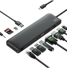 USB C Docking Station Minthouz 12-in-1 Docking Station 3 Monitors, USB Hub wi... picture