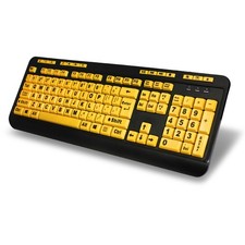 Adesso AKB-132UY Keyboard Usb Luminous 4X Large Print Multimedia Desktop Bk Yw picture