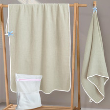Waffle Bathroom Towels 2 Pack, 100% Cotton, 57x33 in, Beige picture