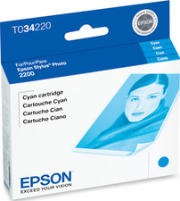 New Genuine Epson 34 T0342 Cyan Ink Cartridge, Stylus Photo 2100 Bag picture