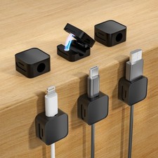 6 Black Magnetic Cable Clips picture