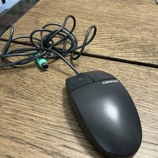 Vintage Compaq Mouse PS/2 Two Button Ball Logitech M-S34 103179-068 Black Tested picture