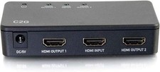 C2G 2 Port HDMI 4K UHD Signal Splitter Black 1 Input to 2 Output C2G 41057 picture