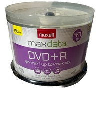 50 Pack Maxell DVD+R 4.7 GB 16x 120 Min Spindle Brand New Sealed picture