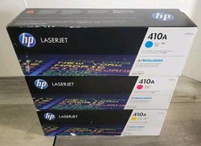 Genuine HP 410A C/M/Y Original LaserJet Toner Cartridges CF411A, CF413A, CF412A picture