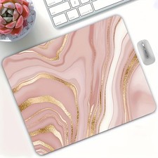 Elegant Pink & Gold Marble Mouse Pad: Glamorous Desk Art for Chic Home Decor picture
