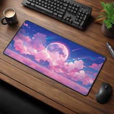 Pastel Moon and Clouds Desk Mat, Kawaii Aesthetic Mouse Pad AP358TR picture