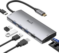 🔥AorZ USB C Adapter 7 in 1 w/ 4K HDMI Output, 3 USB 3.0 Ports, SD/Micro SD🔥 picture