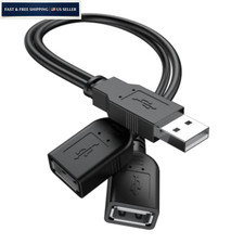 【2026 Upgraded】 USB 2.0 A Male to 2 Dual Female Jack Y 1 Pack, Black picture