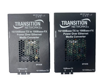 LOT OF 2 Transition Networks SPOEB1039-105 PoE Fast Ethernet Media Converter picture