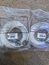 2x Monoprice 30ft 24AWG Cat5e 350MHz UTP Ethernet Network Cable White NEW picture