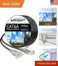 100ft Durable Cat6 Ethernet Cable - Waterproof Outdoor/Indoor Use, Pure Copper picture