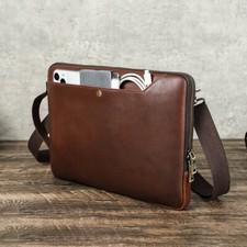 Genuine Leather Laptop Shoulder Bag For MacBook Pro 14 Air 13 Notebook Briefcase picture