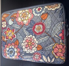 Vera Bradley Tropical Evening Gray Floral Padded Zipped Lap Top Sleeve Bag picture