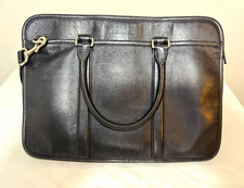 COACH Black Leather Briefcase Fits 15 in Laptop Shoulder Strap Organizer Pockets picture