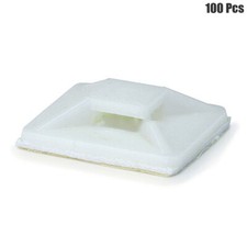 100 Pcs 25x25mm Cable Zip Tie Mounts Adhesive Back Plastic Zip Tie Mount White picture