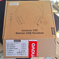 Lenovo 100 Stereo USB Headset Boom Mic On-Ear Headphone Open Box Never Worn New picture