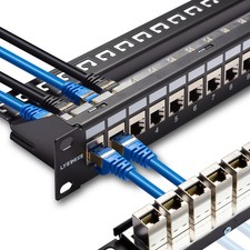 24 Port RJ45 Patch Panel Cat6 STP Feed Through, Coupler Network 24 picture