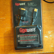 Gigaware USB-A to RS-232 DB9 Male Serial Cable 6 ft Gold Plated Black 26-949 picture