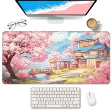 Pink Cherry Blossom Japanese Sakura Large Mouse Pad Desk Mat 31.5x15.7 Inch picture