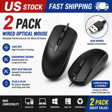 2 Pack Wired Optical Mouse 1200 DPI USB Computer Mouse for PC Laptop Desktop picture