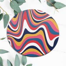 Groovy Ripple 70's Retro Waves Mouse Pad Mat Office Desk Table Accessory Gift picture