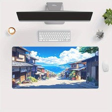 1pc High Definition Printed Seaside Town Desk Pad, Versatile XXL Mousepad, Gam picture
