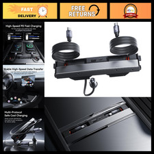 USB C Hub for Tesla Model Y & Model 3, Dual Type C Expansion Adapter, Console Or picture