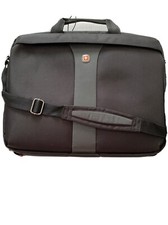 WENGER Swiss Gear Black Gray 17 In Laptop Shoulder Messenger Bag Triple Zip NWOT picture