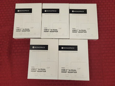 *LOT OF 5* NEW SEAED Monoprice USB-C to Dual 4K HDMI Adapter 4K/60HZ  #43525 picture