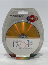 Memorex Cool Colors 15 PK 16X  4.7 GB  120 Min NEW Factory Sealed NOS picture