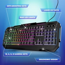 TikTok Bugha Exclusive Backlit RGB LED Gaming Keyboard with Function Keys for PC picture