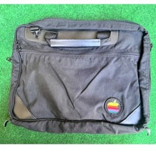 🔥🚨Vintage Apple Black Laptop Bag Messenger Bite Logo 17x11 1Zip Leather Rare picture