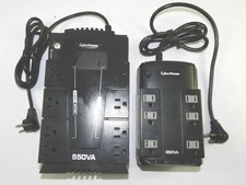 LOT (2) CyberPower Uninterruptable Power Supply 550VA & 350VA 8-Plug No Battery picture