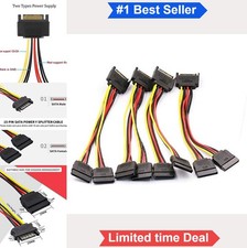 SATA Power Splitter Cable 4 Pack 8 Inch 15 Pin Male to Dual Female HDD SSD PC picture