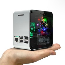 Raspberry Pi 3 Case, Aluminum Mini Tower Case with Cooling Fan and Color Changin picture