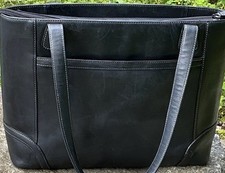 Levenger Black Leather Laptop Computer Tote Bag Women’s Business Work picture