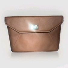 Michael Kors MK Saffiano Leather Laptop Sleeve Case 13.5x10 Tan Beige 2 Snap picture