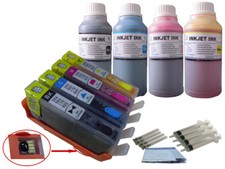 4 refillable cartridge HP 564 XL Photosmart 5510 5515 5520 W/chip +4x250ml 1P ND picture