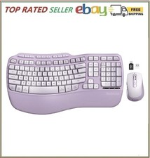 Purple Ergonomic Wireless Keyboard and Mouse Combo, Sablute 2.4G Full Size Ergo picture