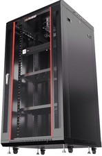 SYSRACKS 22U 19in Freestanding Server Rack w/ Glass Door, 100 kg, 2 Panels picture