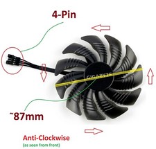 87mm GIGABYTE GTX 960 1050 1060 1070 RX 470 480 Fan Replacement T129215SU 4-Pin picture