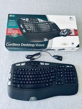 Vintage Logitech Cordless Desktop Wave Ergonomic Keyboard NO MOUSE 920-000264 picture
