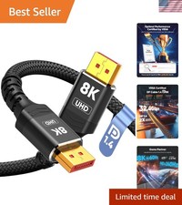 10ft Nylon Braided DisplayPort Cable - 8K@60Hz, 4K@144Hz, Durable & Flexible picture