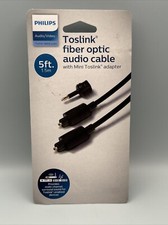 Philips Toslink Fiber Optic Audio Cable w/ Mini Toslink Adapter 5 Feet - NEW picture