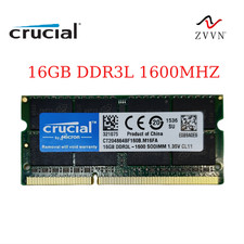 For Crucial 1x 16GB DDR3L 1600 mhz PC3L-12800S 1.35V Laptop SODIMM Memory RAM picture
