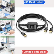 Printer Cable Splitter 5FT USB 2.0 Male to Dual USB A Two Computers One Printer picture