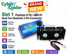 Cyber Cooler Slot 1 Pentium II PII AMD K7 Dual Fan Heatsink 3-Pin Connector picture
