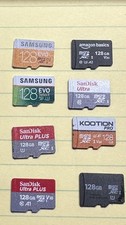 Lot of 8 - 128GB Micro SD Memory Cards Mixed Brand as per description below,used picture
